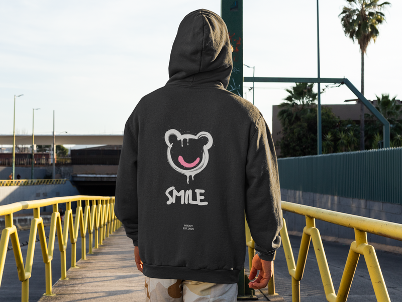 Mens relaxed hoodie with Smile