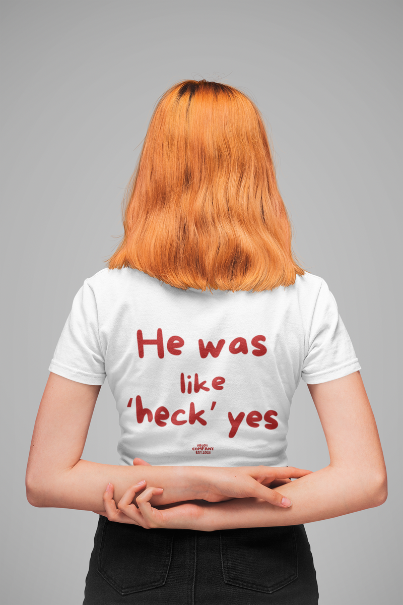 Womens crop top with Heck yes